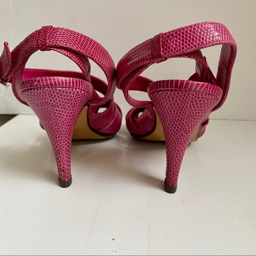 Bottega Veneta 8.5 Snake Print Leather Heels Pink - Picture 4 of 8